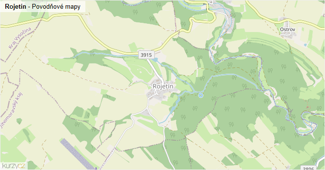 Rojetín - záplavové mapy stoleté vody