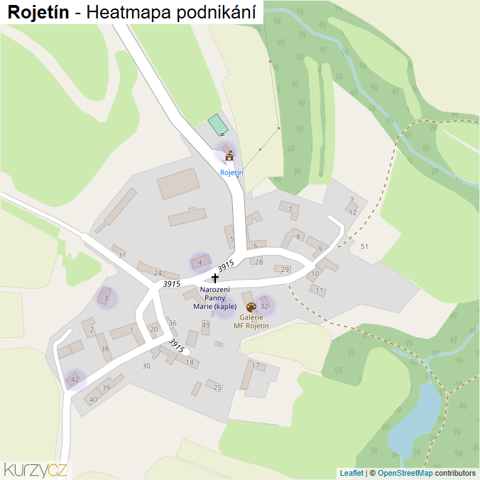 Mapa Rojetín - Firmy v části obce.