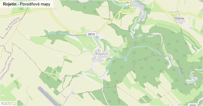 Rojetín - záplavové mapy stoleté vody
