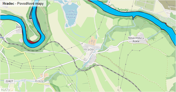 Hradec - záplavové mapy stoleté vody