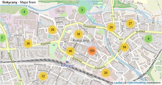 Rokycany - mapa firem