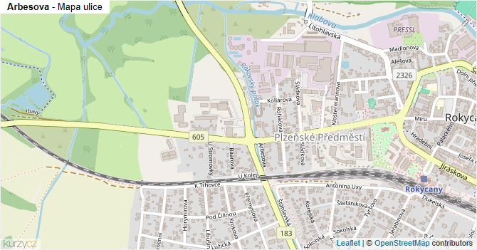 Arbesova - mapa ulice