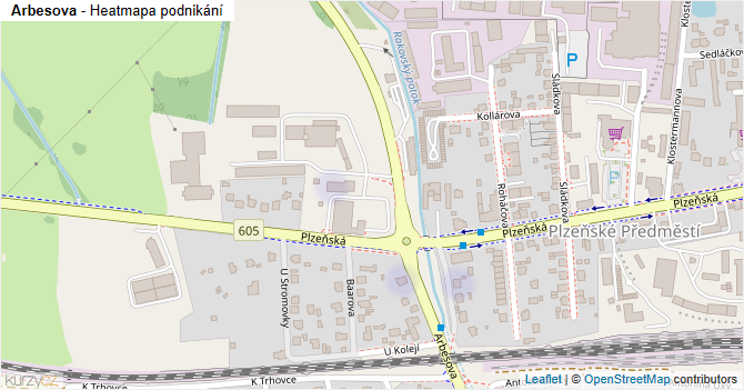 Arbesova - mapa podnikání