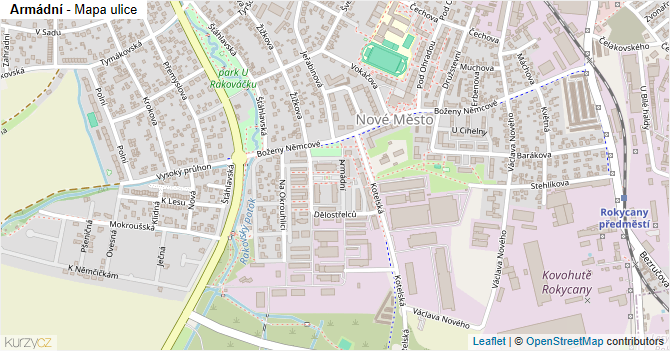 Armádní - mapa ulice