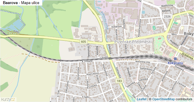 Baarova - mapa ulice