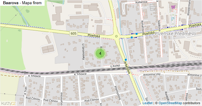Baarova - mapa firem