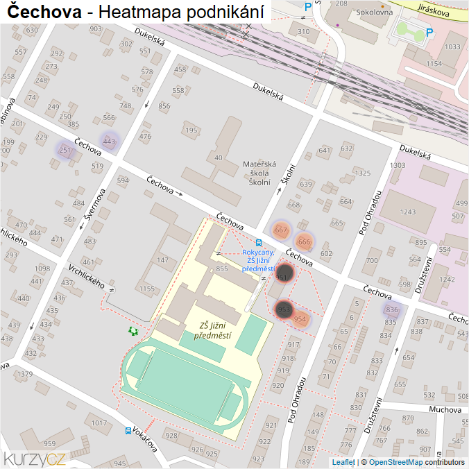 Mapa Čechova - Firmy v ulici.