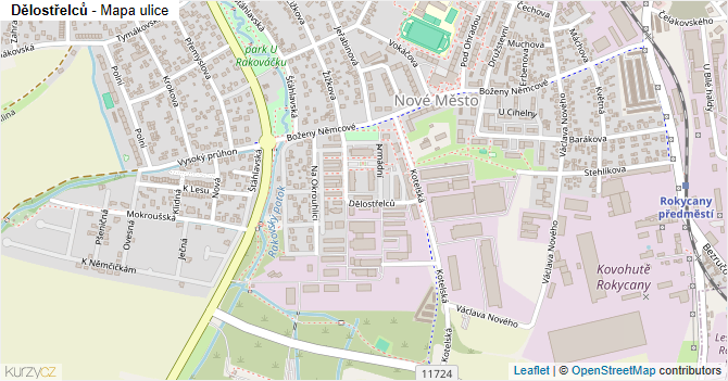 Dělostřelců - mapa ulice
