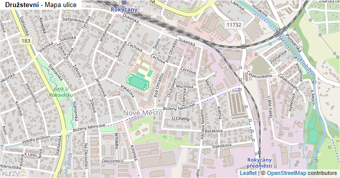 Družstevní - mapa ulice