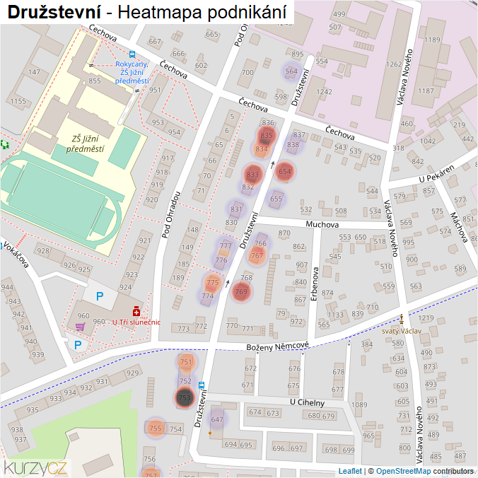 Mapa Družstevní - Firmy v ulici.