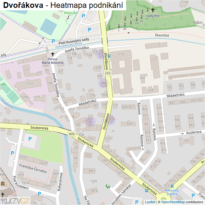 Mapa Dvořákova - Firmy v ulici.