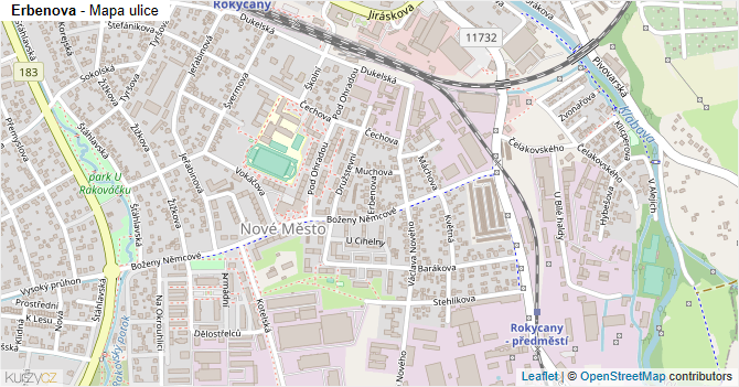 Erbenova - mapa ulice