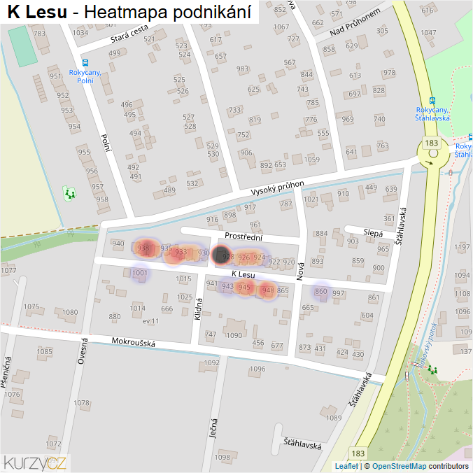 Mapa K Lesu - Firmy v ulici.