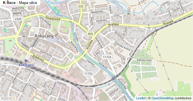 K Řece - mapa ulice