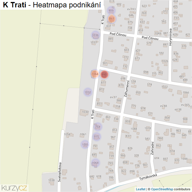 Mapa K Trati - Firmy v ulici.