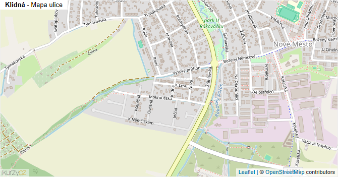 Klidná - mapa ulice