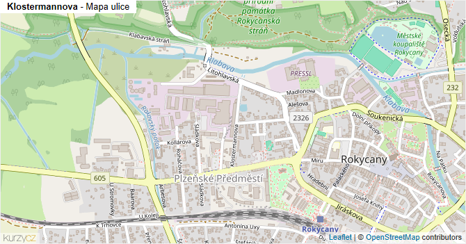 Klostermannova - mapa ulice