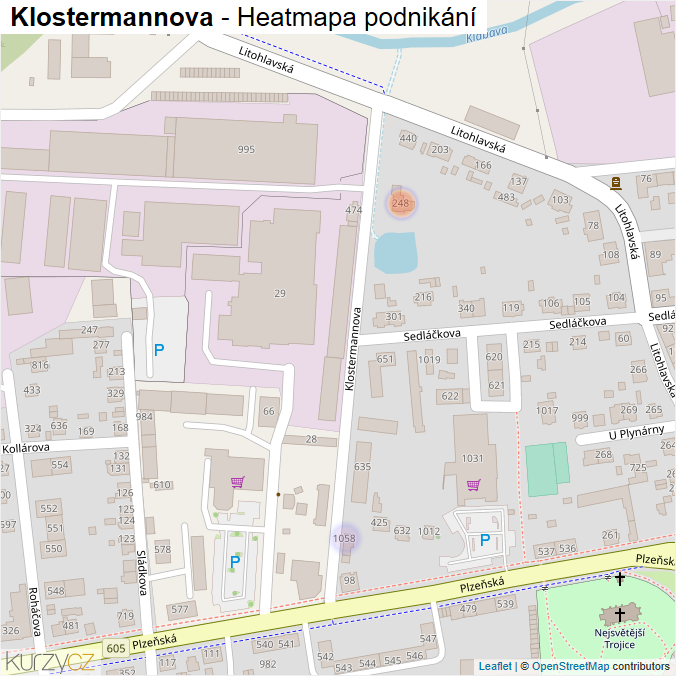 Mapa Klostermannova - Firmy v ulici.