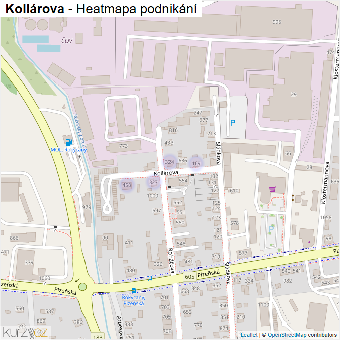 Mapa Kollárova - Firmy v ulici.