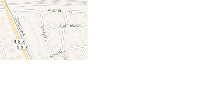 Korejská v obci Rokycany - mapa ulice
