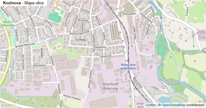 Kozinova - mapa ulice