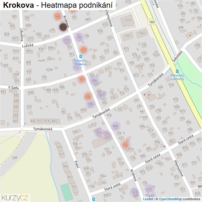 Mapa Krokova - Firmy v ulici.