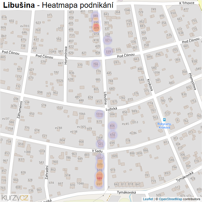Mapa Libušina - Firmy v ulici.