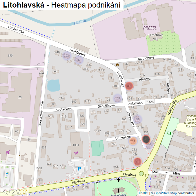 Mapa Litohlavská - Firmy v ulici.