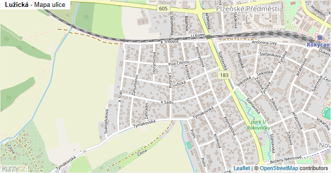 Lužická - mapa ulice