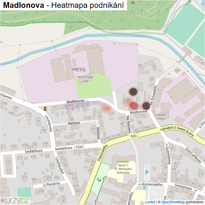 Mapa Madlonova - Firmy v ulici.