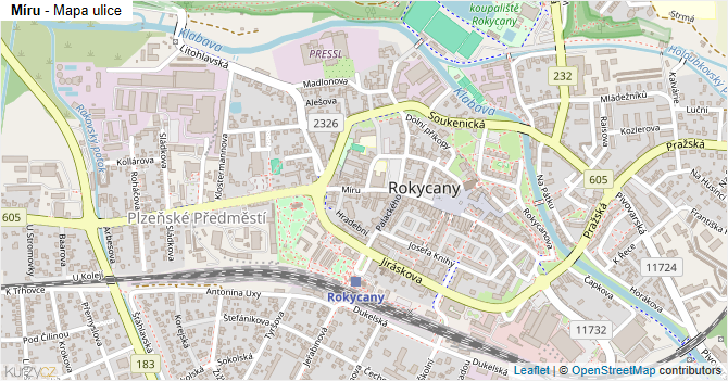 Míru - mapa ulice