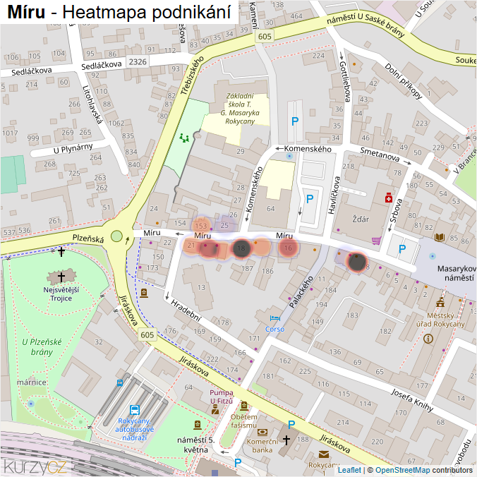 Mapa Míru - Firmy v ulici.