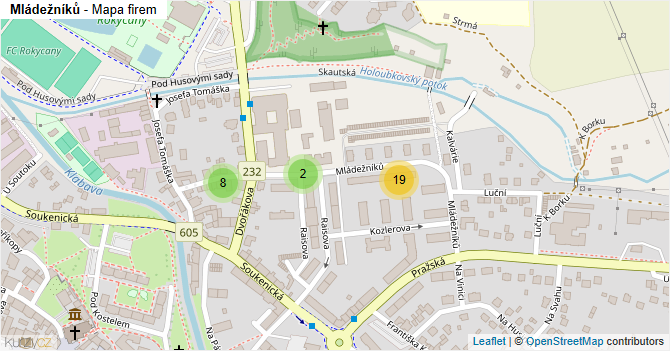 Mládežníků - mapa firem