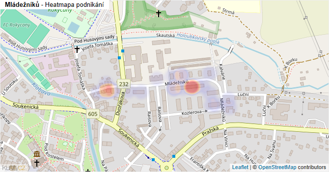 Mládežníků - mapa podnikání
