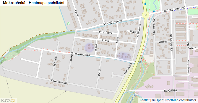 Mokroušská - mapa podnikání