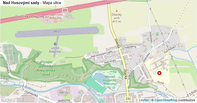 Nad Husovými sady - mapa ulice