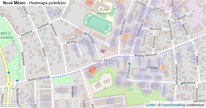 Nové Město - mapa podnikání