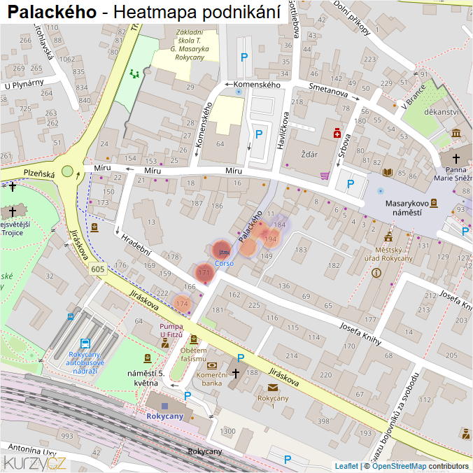 Mapa Palackého - Firmy v ulici.