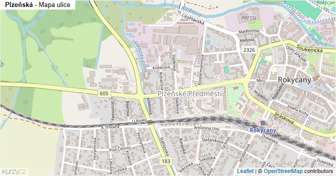 Plzeňská - mapa ulice