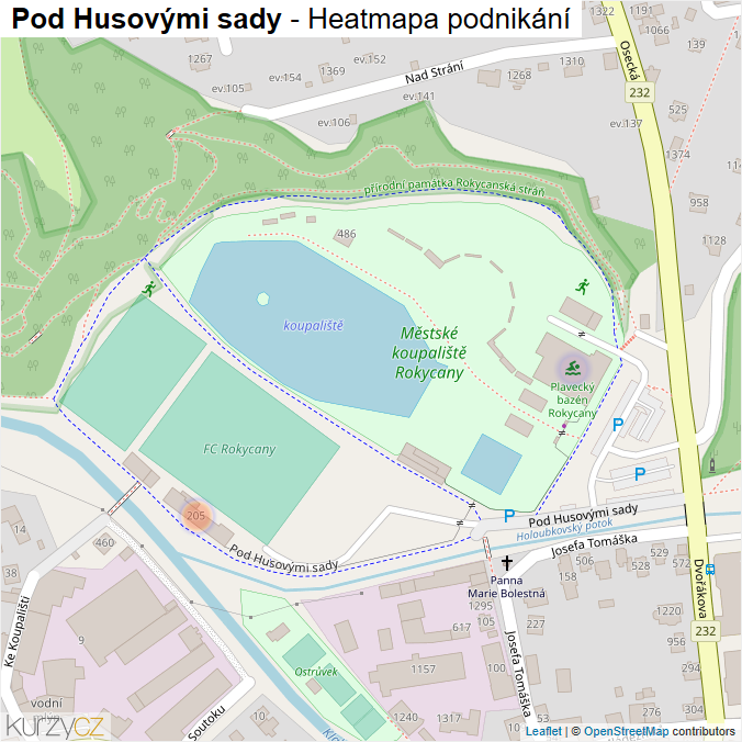 Mapa Pod Husovými sady - Firmy v ulici.