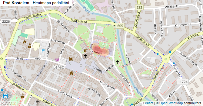 Pod Kostelem - mapa podnikání