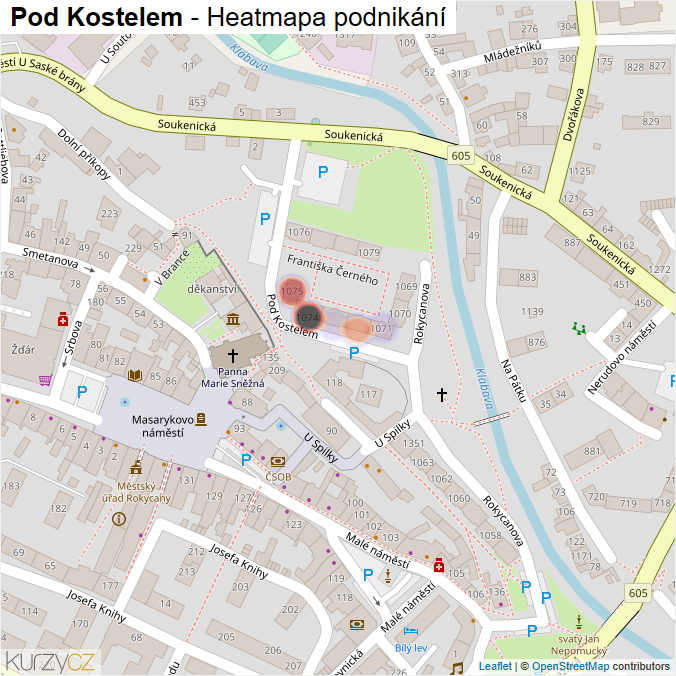 Mapa Pod Kostelem - Firmy v ulici.