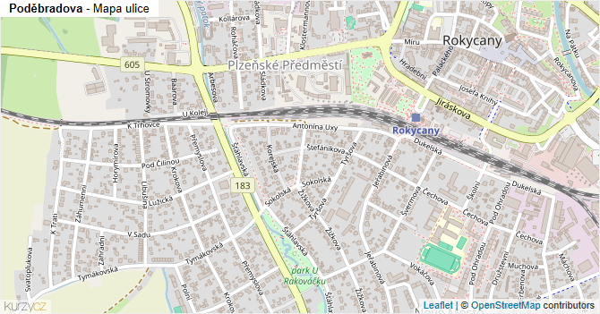 Poděbradova - mapa ulice