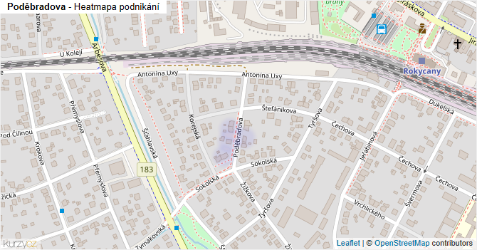 Poděbradova - mapa podnikání
