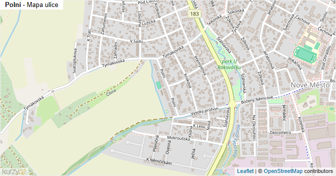 Polní - mapa ulice
