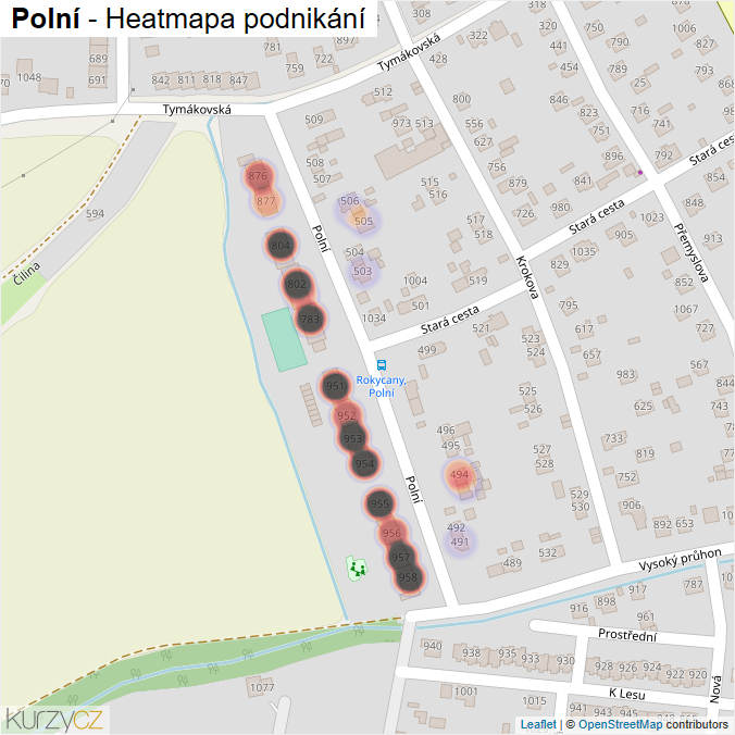 Mapa Polní - Firmy v ulici.