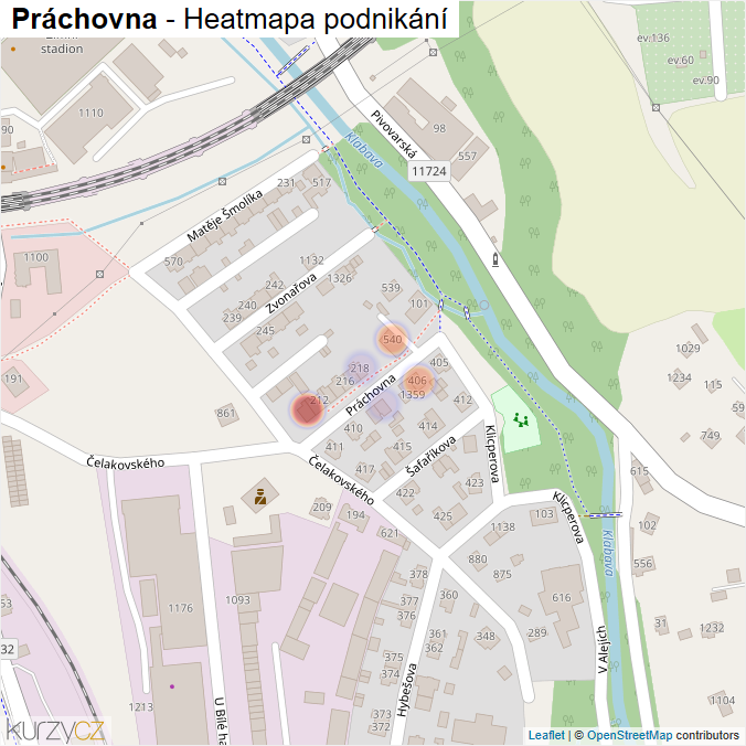 Mapa Práchovna - Firmy v ulici.