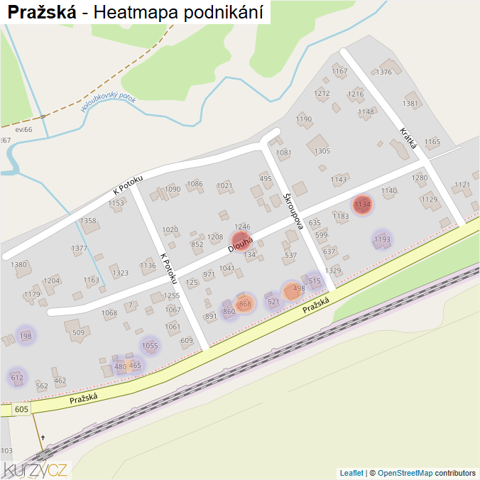 Mapa Pražská - Firmy v ulici.