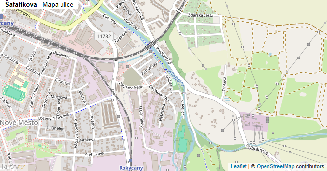 Šafaříkova - mapa ulice