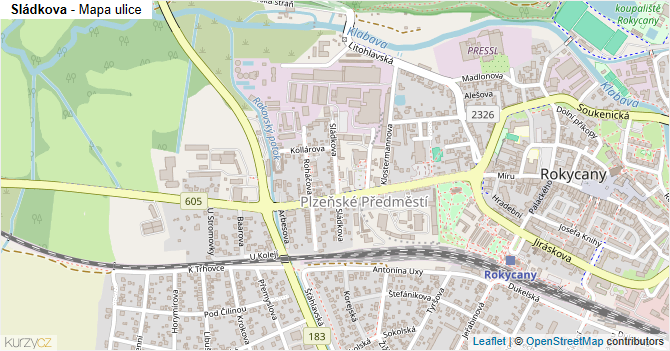 Sládkova - mapa ulice